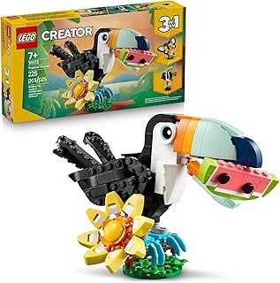 Creator 3 in 1 Wild Animals: Tropical Toucan Building Toy for Kids- Jungle Building Blocks & Learning Toy for Girls & Boys, Ages 7+ - Build 3 Animal Toys in 1 Set - Gift for Birthdays - 31173