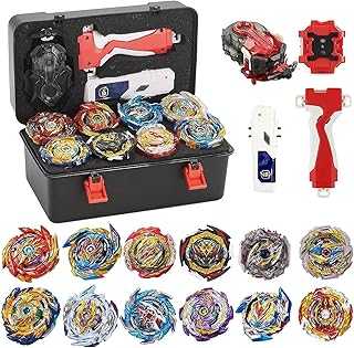 Bey Battle Burst Gyro Blade Toy Set Gift with Portable Box 12 Spinning Tops 2 Two-Way Launcher Metal Fusion Attack Top Battling Game Gift for Boys Children Kids