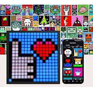 LED Pixel Art Display - 16x16 Smart Clock RGB Pixel Matrix Panel DIY Graffiti Animations Patterns Text Programmable LED Sign for Living Room Bedroom Game Room, for Kids Adults