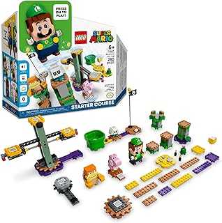 Super Mario Adventures with Luigi Starter Course Toy for Kids, Interactive Figure and Buildable Game with Pink Yoshi, Birthday Gift for Super Mario Bros. Fans, Girls & Boys Ages 6 and Up, 71387