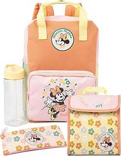 Minnie Mouse Backpack Set | Girls' 4-Piece School Bag Set | Magical Merchandise | Coordinated Accessories