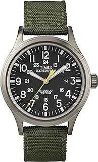 Men's Expedition Scout 40mm Watch – Black Dial Gray Case & Green Fabric Strap