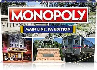 Monopoly Board Game - The Main Line Edition: 2-6 Players Family Board Games for Kids and Adults, Board Games for Kids 8 and up, for Kids and Adults, Ideal for Game Night