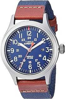 Men's Expedition Scout 40mm Watch – Gray Case Blue Dial with Blue & Brown Fabric & Leather Strap