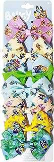 Bluey Kids Hair Bows - Hair Accessories Gift Set- 7 Pcs 4 Inch Bow Bundle- for Girls- Different print on each clip- Alligator Clip- Ages 3 +