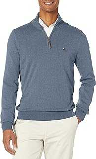 Men's Long Sleeve Cotton Quarter Zip Pullover Sweater