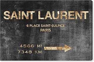 Oliver Gal Fashion and Glam Modern Canvas Wall Art Saint Sulpice Road Sign Ready to Hang Home Decor 10.0 x 15.0 Black and Gold Canvas Art for Bedroom