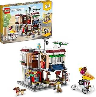 Creator 3 in 1 Downtown Noodle Shop House, Transforms from Noodle Shop to Bike Shop to Arcade, Modular Building Set, Toy Gift for Kids 8 Years and Up, 31131