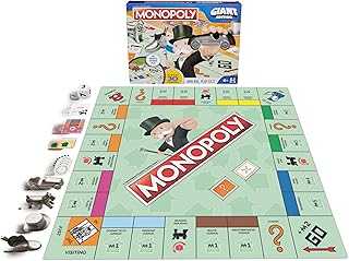 Spin Master Games, Monopoly Giant Edition, Classic Family Board Game for Indoor & Outdoor Play with Oversized Board, Screenless Activity, 2-4 Players, for Ages 6 & Up
